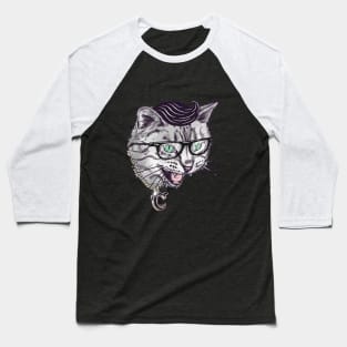 Black and White cat with a silver C chain Baseball T-Shirt